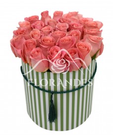 Cutie cu 27 trandafiri roz
